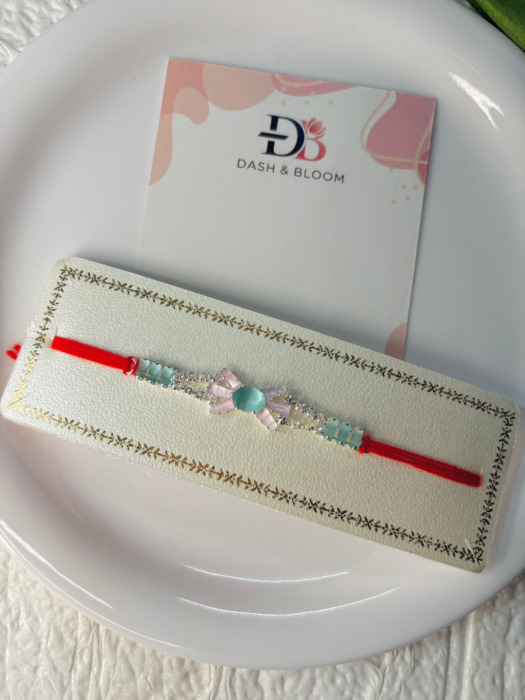 American Diamond (AD) Studded Beaded Thread Rakhi (5)