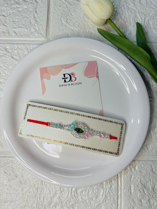 American Diamond (AD) Studded Beaded Thread Rakhi (2)