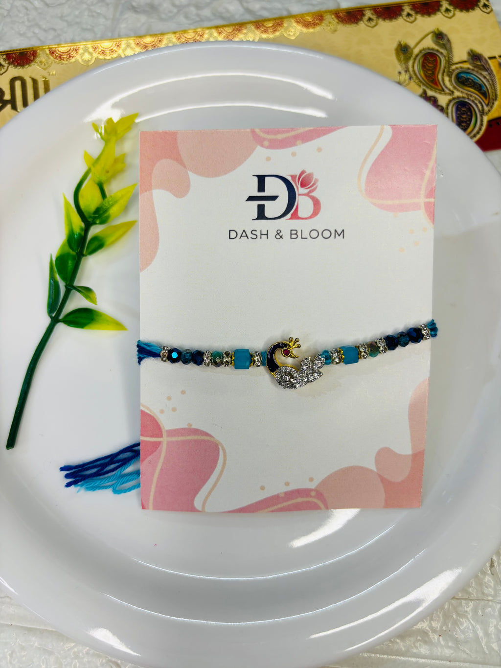 White Stone Peacock Rakhi