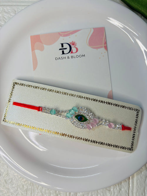 American Diamond (AD) Studded Beaded Thread Rakhi (2)