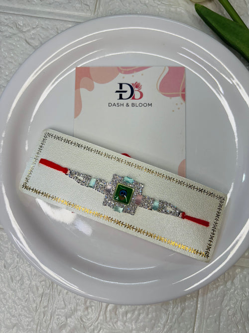 American Diamond (AD) Studded Beaded Thread Rakhi (3)