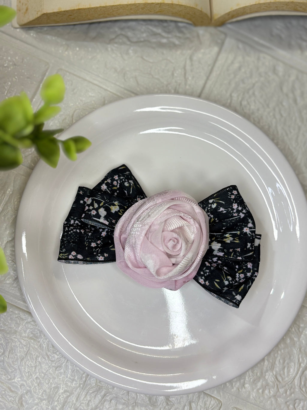 Printed Rose Bow