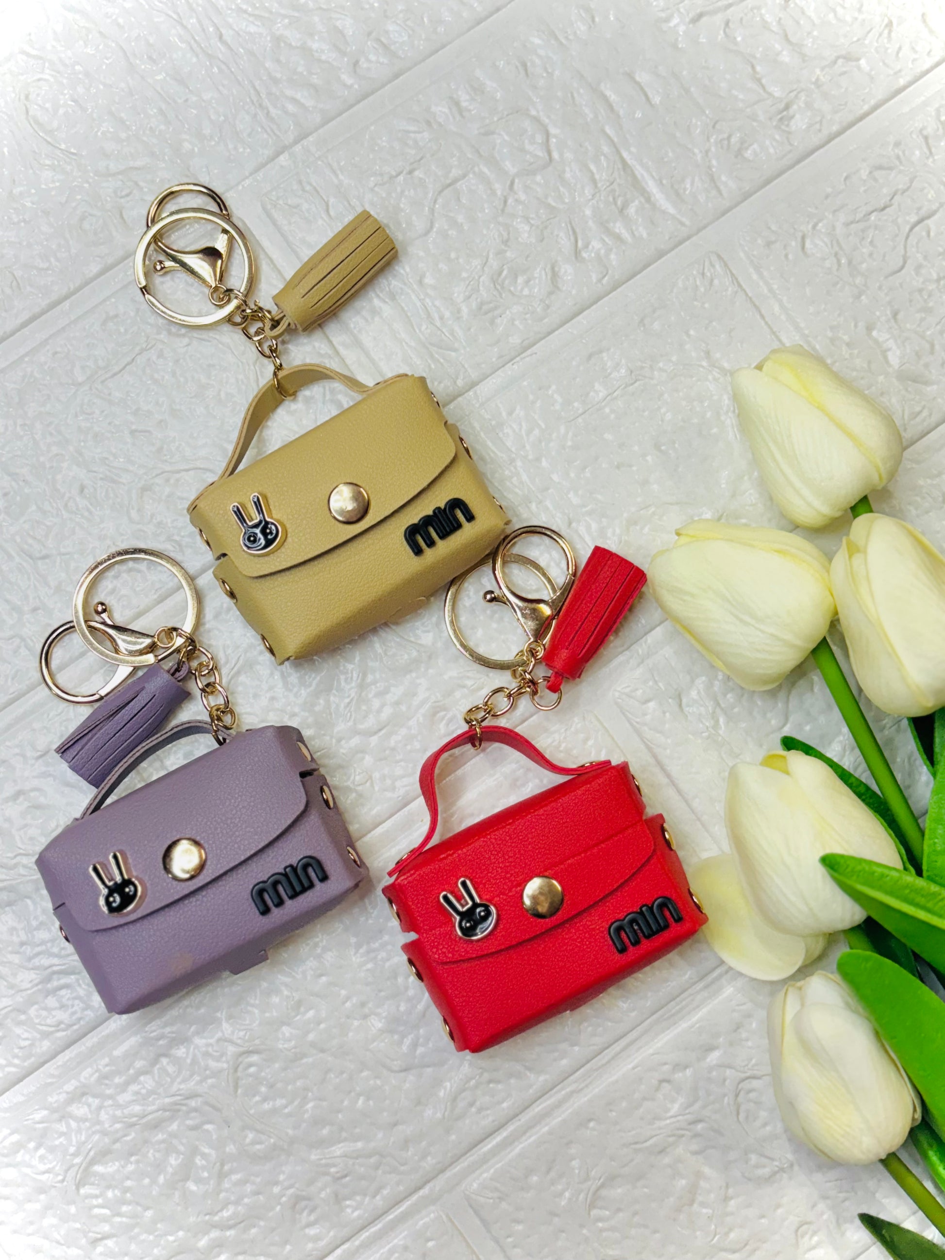 Designer Handbag Keychain - Mini Coin Purse & Airpods Earphone