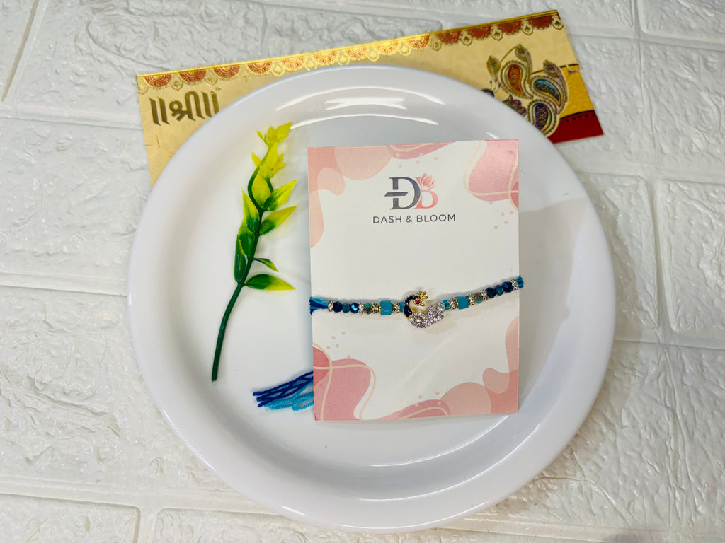 White Stone Peacock Rakhi